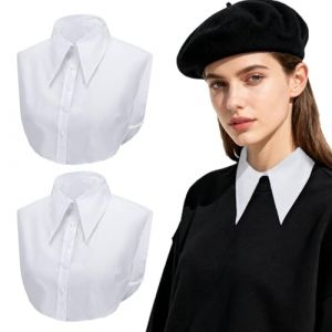EUPSIIU 2 Pi&egrave;ces Faux Col Femme, D&eacute;tachable Col Amovible Cols Chemisier Faux Demi Chemises Faux Collier de Poup&eacute;e Insert Cols pour Femmes (Blanc) (LINJIE EU, neuf)