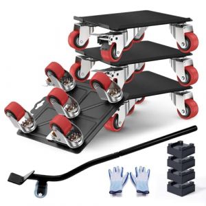 Sytopia Lot de 4 roulettes de transport pour meubles - Charge lourde - Avec tige d'extension et 4 roulettes pivotantes &agrave; 360&deg; - Charge maximale de 1800 kg - Antid&eacute;rapants - Pour armoire, canap&eacute; et (Mastery Mart Inc., neuf)