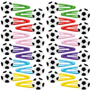 30pcs Pince à Cheveux Football Barettes Cheveux FilleColorées Métal Snap Barette Accessoire Cheveux (Football) (HookRap, neuf)