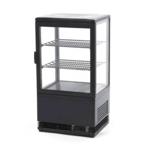 Générique Mini Vitrine Réfrigérée Positive 58L - 4 Faces Vitrées - Froid Ventilé - Éclairage LED - Noir - Compacte et Efficace (PESAGE-MB, neuf)