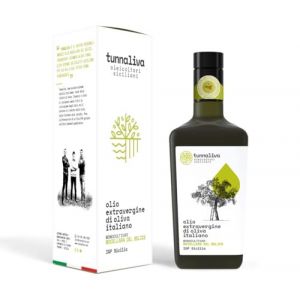 Huile EVO Tunnaliva - Huile d'Olive Extra Vierge Italienne - 100% Nocellara del Belice - IGP Sicile - Bouteille de 500 mL avec &eacute;crin cadeau (Tunnaliva | Oleicoltori Siciliani, neuf)