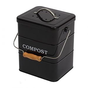 Poubelle à Compost de Cuisine 6L, Seau à Compost avec Couvercle Étanche et Filtre Charbon, Bac Composteur Intérieur en Acier au Carbone Anti-Odeurs, Design Compact pour Comptoir, Facile Nettoyer (qingdaikeji, neuf)