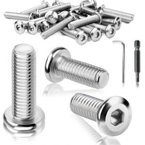 TXXATX Lot de 25 vis à tête plate M6 x 30 mm en acier inoxydable à tête bombée à six pans creux Filetage complet avec tournevis, embout, clé de machine (JiaFangTrading, neuf)