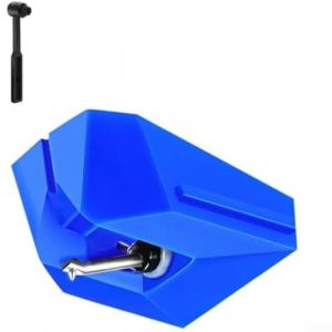 AT-VMN95E Stylet de rechange pour tourne-disque Audio-Technica AT-LP120X + brosse, aiguille pour tourne-disque avec porte-à-faux en aluminium (bleu) (whychstore, neuf)