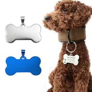 Fysaran M&eacute;daille pour chien personnalis&eacute;e - Pendentif pour collier de chien, en acier inoxydable - M&eacute;daille pour chien en forme d'os, pendentif pour chien - M&eacute;daille pour chiens, chats, chiots (daxixiaodiang, neuf)