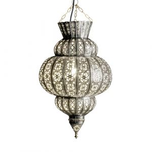 Plafonnier Harem 45 cm - couleur argent E27 Douille | Plafonnier Lustre de Salon marocain oriental | Lanterne &eacute;lectrique indienne Vintage design d&eacute;coration de maison orientale arabe (Marrakesch-Shop, neuf)