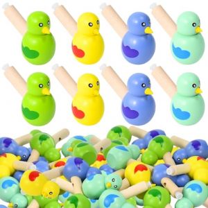 WEFHEF 24 Pcs Sifflet en Forme d'Oiseau, Sifflets Enfant en Couleurs Vives, Sifflets Bois Éducatifs Mignons, Sifflet Enfant Jouet Instrument Amusant, pour Anniversaires Noël Vacances Fête Pâque (Vectorspar, neuf)