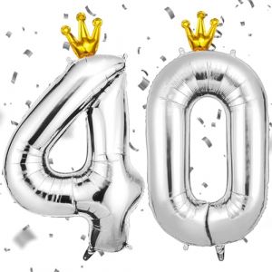 AOOSU Ballon d'Anniversaire 40 Ans Couronne Argent, Foil Ballon Num&eacute;ro Chiffre 101cm, Gonflable H&eacute;lium, Deco Anniversaire 40 Ans Grand Ballons pour F&ecirc;te Party Mariage (Huuyo, neuf)