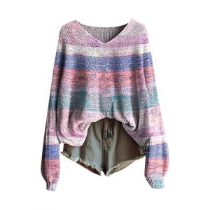 2025 Pull Femme Hiver Vintage Imprim&eacute; Floral Boh&egrave;me Pullover Tricot&eacute; Chic Col Rond Manche Longue Sweater Motif Jacquard Tunique Grande Taille Casual Vetement 2025 Femme Confortable (Anglekie, neuf)