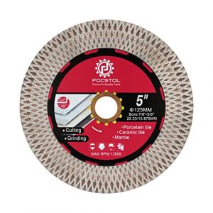 FOCSTOL Disque Diamant Carrelage - 125mm x 22,23mm Double Face Coupe Meulage Lame Scie Diamant pour Porcelaine Céramique Marbre Granit Artificielle Pierre avec X Mesh Jante (FOCSTOL TOOLS, neuf)
