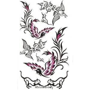 Tatouages ​​temporaires imperméables, tatouages ​​temporaires, phénix noir et violet, autocollant de tatouage imperméable et anti-transpiration (FXFXDZMY, neuf)