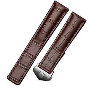 FOUUA Bracelet de Montre Noir Brun Bracelet de Montre en Cuir Véritable Façon Crocodile 19mm 20mm 22mm Compatible avec les montres Tag Heuer (NUCCE, neuf)