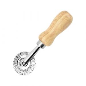 Lonwiner Roulette de découpe pour pâtes, coupe-pâtes, roulette à pizza en acier inoxydable avec manche court en bois (WTYLL-EU, neuf)