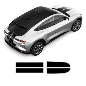 Autocollants en vinyle pour voiture Kit MACH - E compatible avec Ford Mustang 2021-2022 (bandes supérieures, noir brillant) (STICKER BIKE ADHESIVOS, neuf)