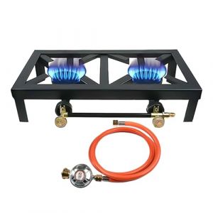 hzexun Réchaud Gaz Camping 2 Feux,Réchaud tabouret à Gaz 6KW Brûleur à Camping,Pour L'extérieur, Randonnée et Pique-nique (ExunHZ, neuf)