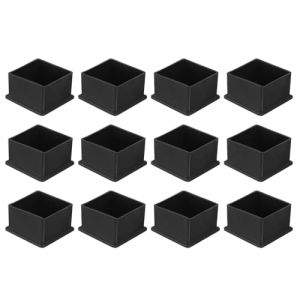 QUARKZMAN 12Pcs Embouts de Pieds de Chaise Carrés en PVC, 47mm x 47mm OD, Noirs, Protections de Pieds de Meubles pour Table, Capuchons de Pieds de Chaise, Protège-Sols pour Table de Patio, (QUARKZMAN, neuf)