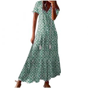 Ventes Flash du Jour Femme Robe de Plage Longue Robe Sexy Boh&egrave;me Pas Cher Elegante &Eacute;t&eacute; Maxi Robes Ample Chic D&eacute;contract&eacute; Sexy Mi-Longue Robes de Soir&eacute;e Boh&egrave;me Casual Habill&eacute;e Dress D'&Eacute;t&eacute; Mi-Longue (⭐⭐⭐⭐⭐AEGJEGVD⭐⭐⭐⭐⭐, neuf)