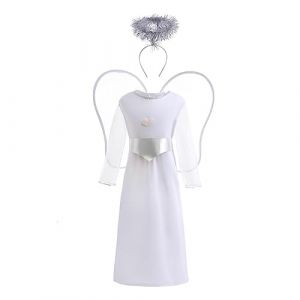 Lito Angels Deguisement Costume Robe de Ange avec Ailes at Aur&eacute;ole pour Enfant Fille Taille 11-12 ans, Blanc (Num&eacute;ro d'&eacute;tiquette XL) (Lito Angels FR, neuf)