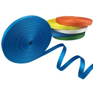 Sangle polyester au mètre pour petit arrimage et manutention légère - Résistance 2 tonnes - largeur 25 mm - Vendu en rouleau (25 m, Bleu) (FIP CENTER, neuf)