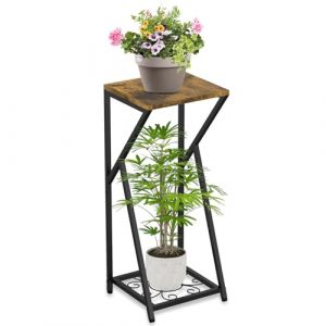 Eremaoy Support plantes interieur, Porte Plante Interieur en Métal pour Plantes D'intérieur, 2 étagères Modernes pour Pot Plante de Support, Porte Plantes d'Angle pour Salon, Balcon, Jardin (Yehuano, neuf)