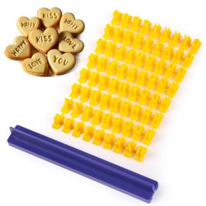 Emporte Piece Alphabet et Chiffre,72 Emporte piece Lettre Tampon Patisserie,Tampons à Biscuits Avec Lettres,Lettre Cookies Stamp pour Gateau, Biscuits, Fondant (ANCAJEWELRYGOLD, neuf)