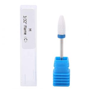 Embout ponceuse ongles, Foret à ongles forets en céramique pour la manucure pédicure gel cuticule gel polissage forme de cylindre tête de meulage, avec base d'affichage(Blanc 04 #) (Liyishun, neuf)