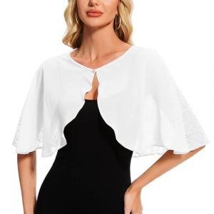 Atxnn Bol&eacute;ro Femme en Mousseline Cardigan en Dentelle Transparent Veste Devant Ouvert Chic et Elegant Gilet Court L&eacute;ger pour Mariage Robes, Blanc (shangkunmaoyi, neuf)