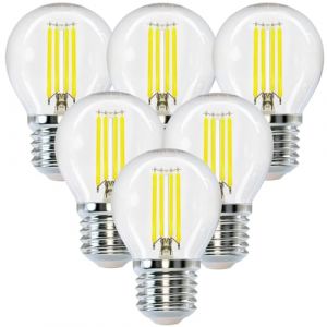 BHMAOYN Ampoule LED E27 12V &agrave; visser,6W Basse Tension E27 Ampoules AC/DC 12-24V Antique R&eacute;tro E27 Lumi&egrave;res LED &eacute;quivalent 60W,Pour Camping-Car (Blanc Froid 5000K, G45 4W E27 Pack de 6) (BHMAOYN, neuf)