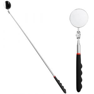 JYNXOR 2 PCS Miroirs D'Inspection Voiture Avec Poign&eacute;e T&eacute;lescopique Extensible Miroir Telescopique Circulaire R&eacute;paration Rotation &agrave; 360 Degr&eacute;s Avec Poign&eacute;e Allong&eacute;e Pour Techniciens (SHOPSCAPE INK, neuf)
