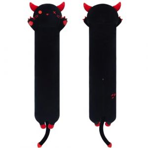 SNOWOLF Chat Diable Long Coussin Peluche Animal Jouet Doux Kawaii Stuff Peluche Jouet Charmant Coussin pour Enfants (90cm, Noir) (SNOWOLF Store, neuf)