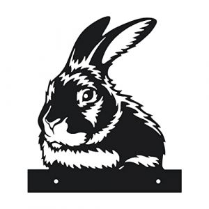 Voyyphixa Figurine Piquet de Jardin en M&eacute;tal avec Vis Sculptures et Statues de Jardin Yard Art D&eacute;coration Animaux Silhouette Noir Statuette en Fer pour Cl&ocirc;ture Ferme Mur Cl&ocirc;ture Ext&eacute;rieures (Lapin) (Haiyu Europe, neuf)
