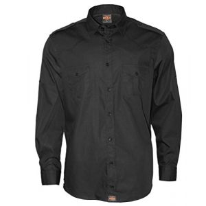ROCK-IT Apparel Chemise à Manches Longues pour Hommes - 100% Coton - avec épaulettes - pour Le Travail et Les Loisirs - avec Fermeture à Boutons [S-5XL] Tailles régulières Noir 3X-Large (Triton Style - Merchandising, neuf)