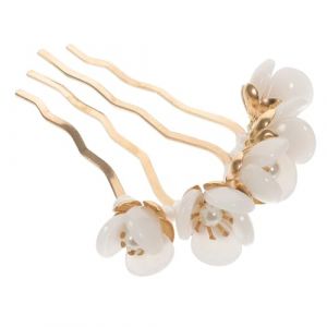 DEARMAMY &Eacute;pingle &agrave; Cheveux Chinoise Vintage En Jade, D&eacute;cor Floral Blanc, Accessoire Traditionnel Asiatique Pour Femmes, Mariage Et Costume, &Eacute;pingle &agrave; Cheveux Pour C&eacute;r&eacute;monie Et &Eacute;v&eacute;nements (Liiane, neuf)