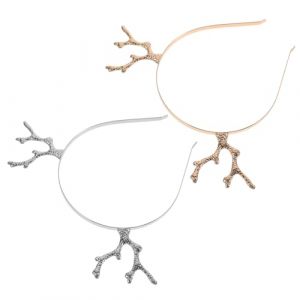 NIYANGLE 2 pièces Bandeaux de Fête Cerceau à Cheveux Cerf Métallique pour Noël Accessoires de Photo Famille et (Telinei, neuf)