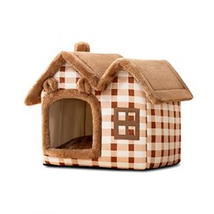 Galatée Lit De Grotte pour Chat, Igloo Chaud Et Confortable pour Chat en Peluche, Lit pour Chien Lavable avec Coussin d'oreiller Amovible, Améliore Le Sommeil, Maison De Chat Pliable(S, Marron) (AGILITY LIN, neuf)