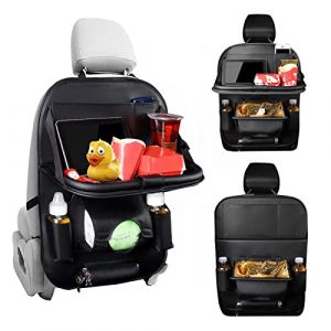 hifrom Organisateur de Voiture, Protecteur de Siège Voiture avec Poubelle, Voiture Siege Kick Mats con Support Tablette Pliable, Organisateur Voiture Enfant per Jouets Bouteilles(Noir) (winwin8, neuf)