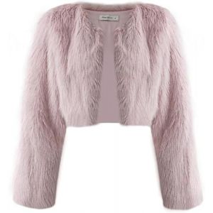 Amazhiyu Manteau en fourrure pour femme - Veste courte en fourrure synthétique - Manteau en fourrure synthétique - Manteau polaire à manches longues - Manteau d'hiver - Col ouvert, Rose, L (yuyingshanghang, neuf)