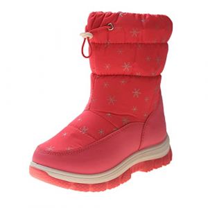 Bottes de neige tendance pour femmes - Pour gar&ccedil;ons et filles - Semelles &eacute;paisses antid&eacute;rapantes - Fermeture &eacute;clair lat&eacute;rale - Couleur unie - Chaudes et confortables, rose vif, 31 EU (⭐⭐⭐⭐⭐Five Amm⭐⭐⭐⭐⭐, neuf)