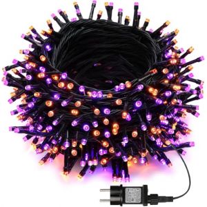 Joomer Halloween Decoration Guirlande Lumineuse, 20M 200LED Halloween Guirlande Lumineuse Int&eacute;rieur et ext&eacute;rieure, 8 Modes avec Minuterie Lumi&egrave;res pour Mariage F&ecirc;te, Jardin(Orange&Violet) (Joomer EU, neuf)