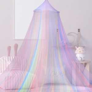 Kievano Ciel de Lit Arc-en-Ciel Rose pour Enfant, Moustiquaire de Lit Anti-Moustiques 60&times;250&times;1200 cm, Baldaquin Universel pour Lit B&eacute;b&eacute;, Simple, Double, avec Crochets et Sac de Rangement (XENAKIS MICHALIS SINGLE MEMBER P.C., neuf)