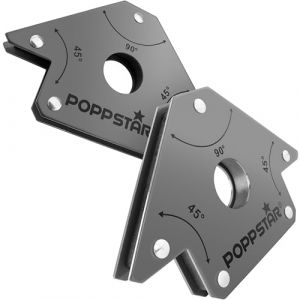Poppstar Aimant soudeur (angle de soudage, force d'adh&eacute;rence 22,6 kg - 45/90/135&deg;), 2 pi&egrave;ces, gris (poppstar*, neuf)