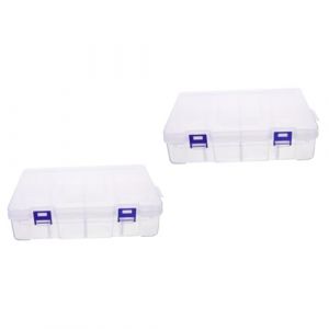 DOITOOL 2 Pi&egrave;ces Bo&icirc;te de Rangement Plastique Transparente &agrave; Compartiments pour Accessoires de Organisateur de Fournitures Artistiques Cases Amovibles (Facing the Ocean, neuf)