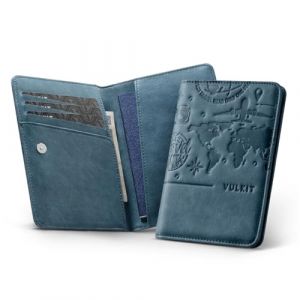 VULKIT Porte-Passeport Portefeuille de Voyage en Cuir avec Blocage RFID Organiseur de Portefeuille de Voyage pour Passeport, Cartes de Visite, Cartes de Cr&eacute;dit, Cartes d'embarquement (GXB Shop, neuf)