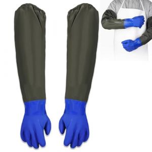 Gants de Nettoyage D'étang, 74 cm de Long Gants de Sécurité, Gants en Caoutchouc Longs, PU Gants étanches Sablage, Gants D'entretien des Bassins Gants de Travail(Bleu) (JLqcypccp, neuf)