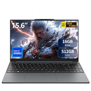 Ordinateur Portable 15,6 Pouces Core i7-6500U, Laptop 16 Go RAM SSD 512 Go, Win 11 PC Portable 1920 x 1080 FHD IPS, Ordinateur portable avec clavier r&eacute;tro&eacute;clair&eacute;/pav&eacute; num&eacute;rique, USB 3.0, mini-HDMI (MUNPAUOC S.R.L., neuf)