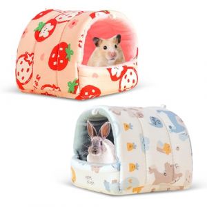 YZROHYI 2 Pieces Maison Cochon d'Inde 19x18 CM,Cochon d'Inde Lit pour Lapin,Petit Lits Grotte Chaud Confortable,Maison Lapin Interieur Exterieur,Cabane Cochon D'Indes,Habitats pour Petits Animaux (Jonasvivi Kft., neuf)