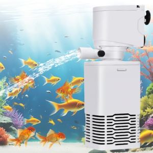 Filtre d'aquarium - 15 W - 600 l/h - Filtre intérieur 3 en 1 - Pompe silencieuse - Pompe à eau pour aquarium - 27-125 l - Pour eau de mer, eau douce, aquarium, jardin, étang (RAMONISA SHOP, neuf)