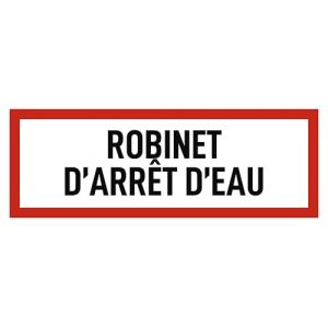 Autocollant : 105 x 297 mm, 1 pièce - ROBINET D'ARRÊT D'EAU - Protection incendie et instructions d'utilisation - DIN 4066 - D1 - Langue : français (Ampersand GmbH, neuf)