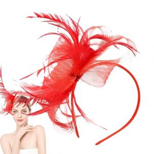 Fascinateurs Pour Les Mariages, Bandeau De Chapeau Rouge Pour Femmes, &Eacute;l&eacute;gants Fascinateurs En Maille De Plumes, Coiffes De Banquette R&eacute;tro, Accessoires De Cheveux Pour Les Femmes (nalmotir, neuf)