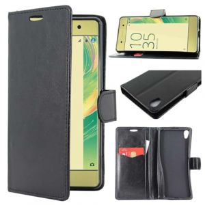ebestStar - Coque Compatible avec Sony Xperia XA, XA Dual Etui PU Cuir Housse Portefeuille Porte-Cartes Support Stand, Noir [Appareil: 143.6 x 66.8 x 7.9mm, 5.0''] (ebestPro-fr, neuf)